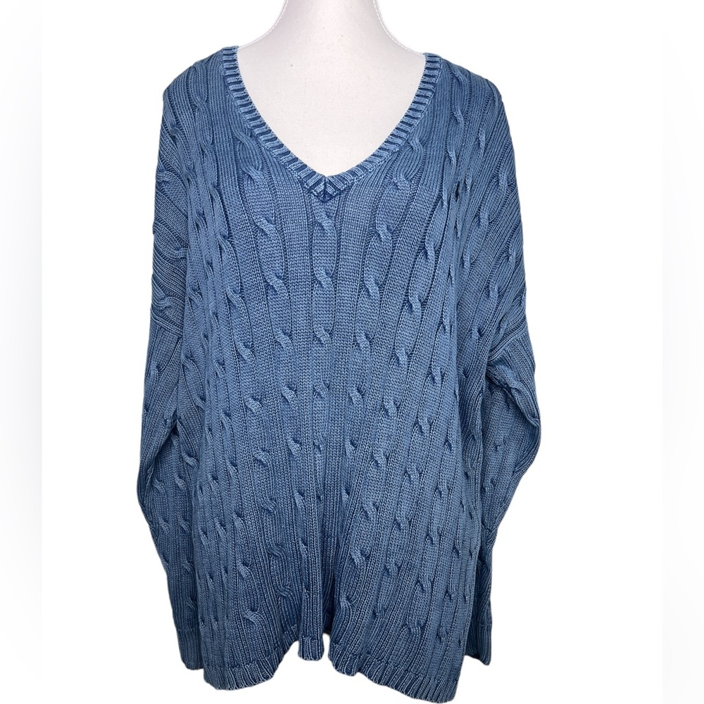 Polo Ralph Lauren Blue Long Sleeve V-neck Side Split Sweater. XL